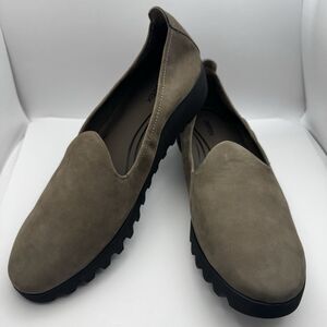 Aetrex Liz Arch Support Womens Leather Slip On Dark Taupe Size 8.5 / EU 39 NEW